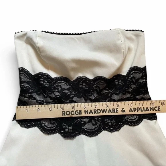 Vintage y2k Charlotte Russe Mini Dress SMALL Strapless Rayon Lace Trim Cocktail - Picture 5 of 7